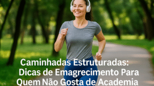 Mulher caminhando em parque para manter a forma.
