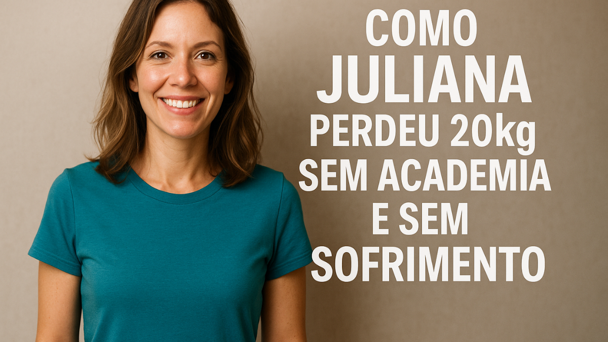 Juliana sorrindo após perder 20kg sem frequentar academia.