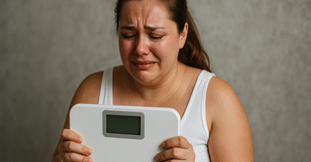 Ela chorou ao subir na balança e transformou sua dor em força