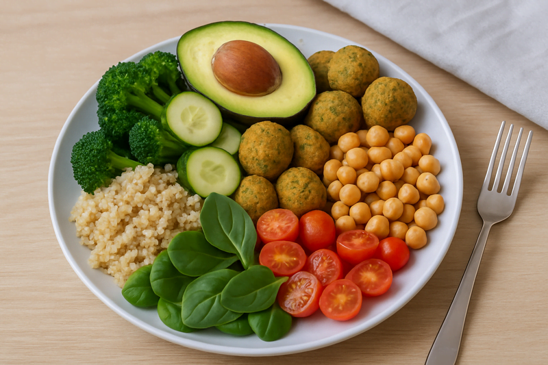 Prato saudável organizado representando que a dieta perfeita não existe e que expectativas irreais geram frustração no emagrecimento